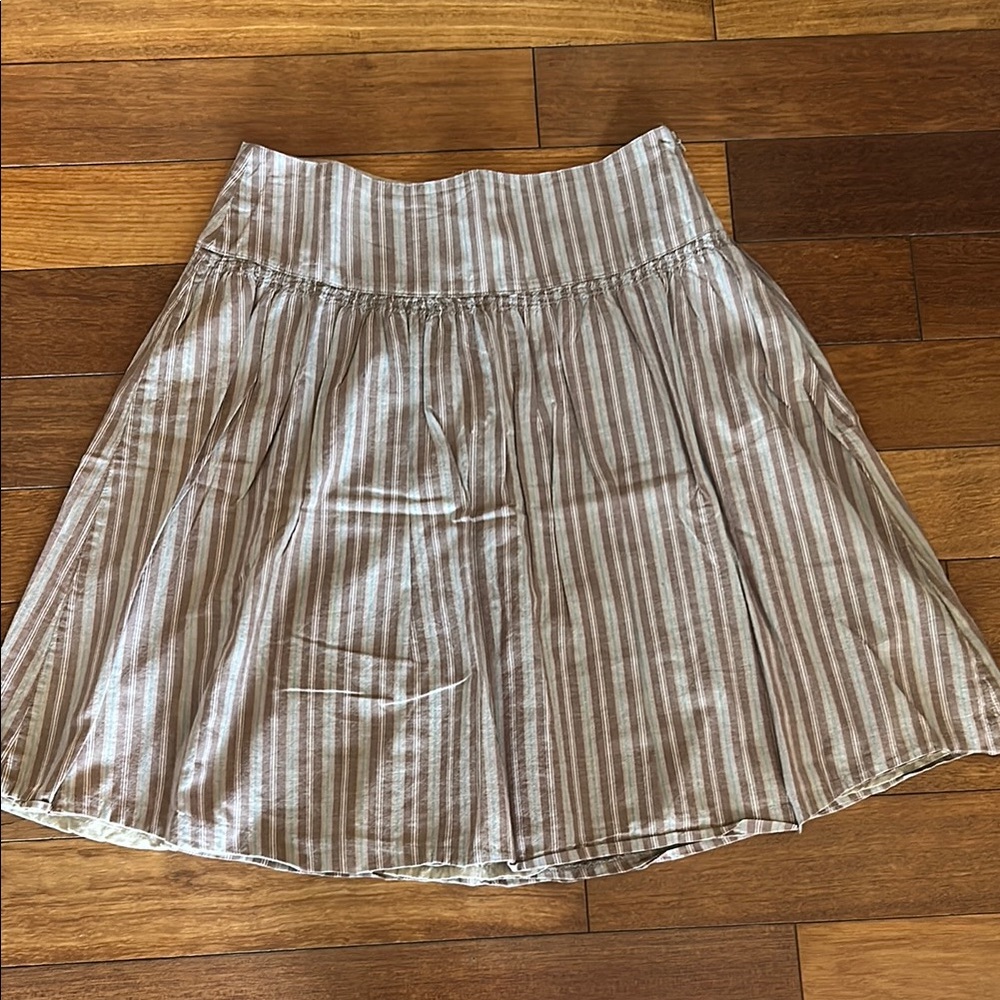 Striped Brown/White/Pink Skirt Women's Skirt, 6